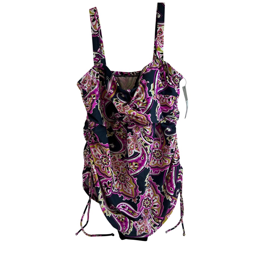 Apt 9 Womens‎ Paisley One Piece Swimsuit Pink Purple Black 18W